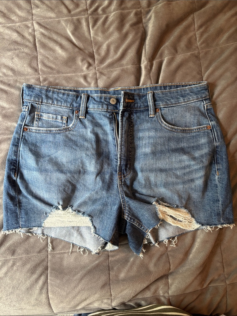 Old Navy OG Straight Distressed Medium Blue Denim Cutoff Shorts